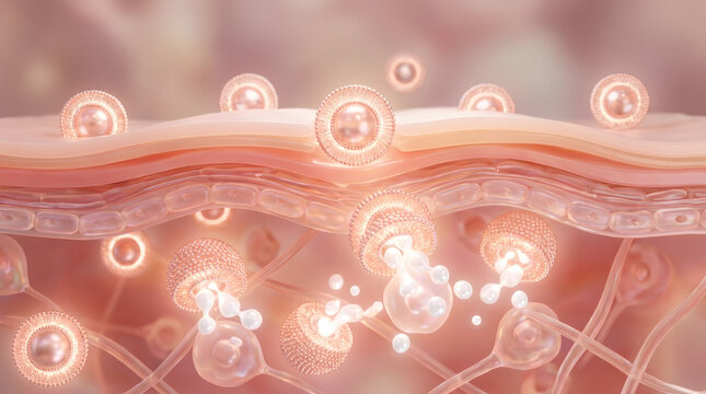 Skin layer with floating liposome molecule and serum particle penetrating surface barrier
