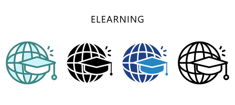 Elearning Multi Style Icon. Mini Illustration For Modern Concept, Ui, Ux Web And App Development. Related To Education, Learning Management System.