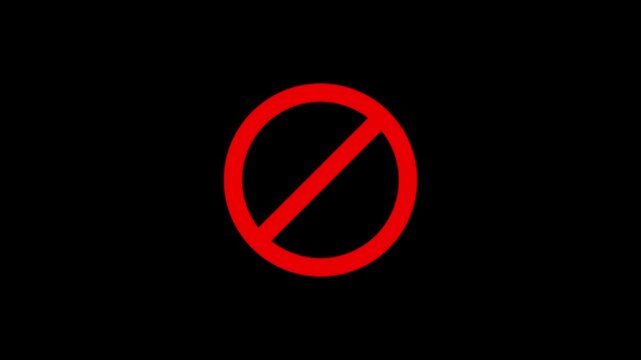 Abstract a beautiful new red sign stop, error, wrong, fail, cross, warning icon animation on Black background.