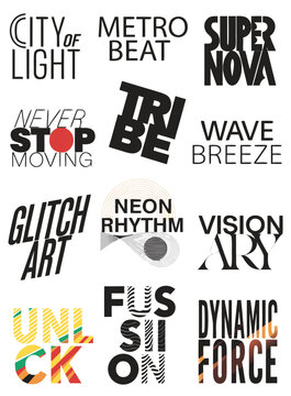 Experimental Typography Collage Bold Font Branding Design Vector