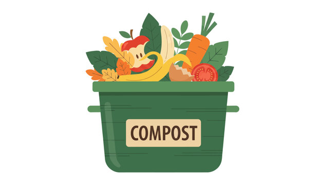 Compost bin, eco friendly, recycling vector icon, green waste bucket, organic food waste