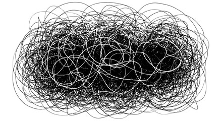 Naklejka premium Abstract Black and White Scribble Cloud on White Background