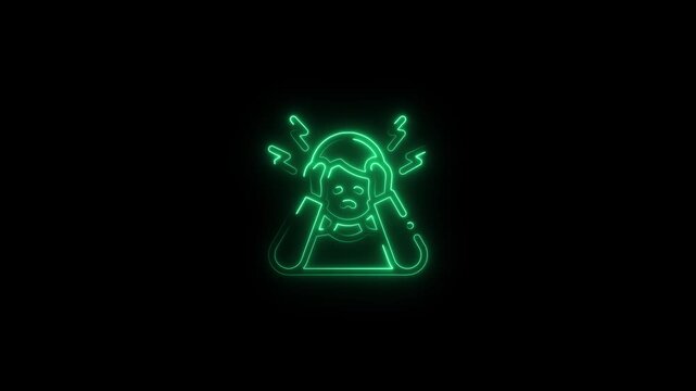 glowing neon a man icon animated. animation on a black background