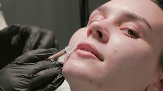 This aesthetic treatment is specifically focused on enhancing the lips using injectables in a clinical setting