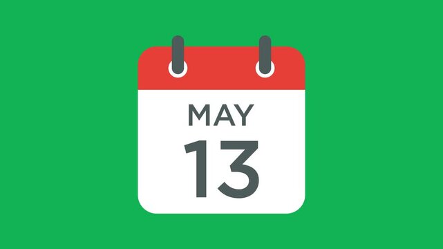 May 13 calendar icon vector