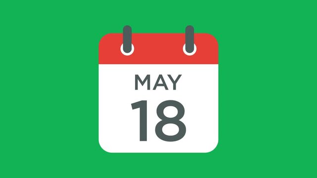 May 18 calendar icon vector