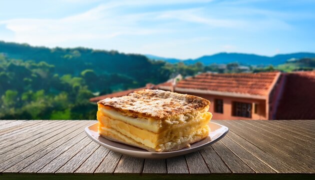 quesada pasiega typical sweet dessert from cantabria isolated on balcony background