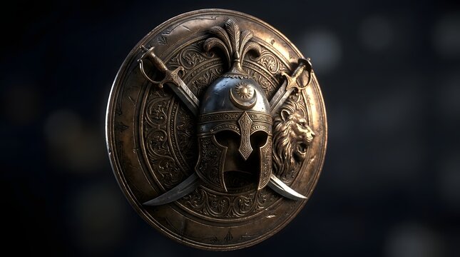 Rajput Warrior Emblem with Royal Armor and Dramatic Lighting