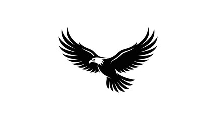 Fototapeta premium A powerful and majestic eagle soaring with outstretched wings, depicted in a striking minimalist black and white graphic illustration, symbolizing freedom and strength