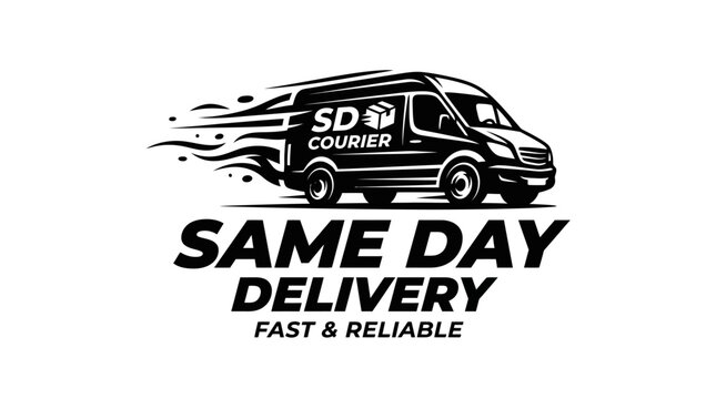A delivery van drives fast on the road with same day delivery service