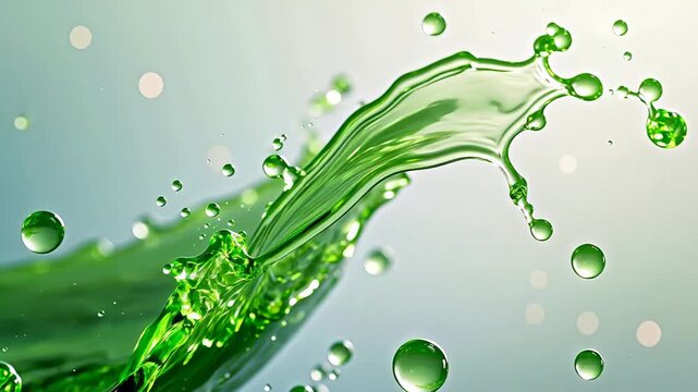 Green liquid splashing dynamically