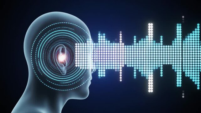AI Human Head Conceptualizing Sensory Input and Output in a Digital Realm - Profile View