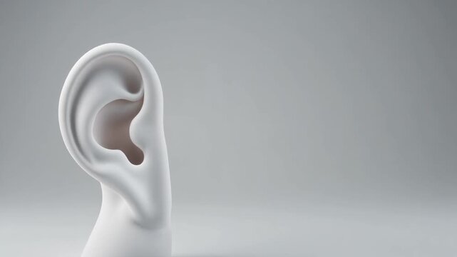 Conceptual 3D illustration of an auditory system receiving digital sound waves