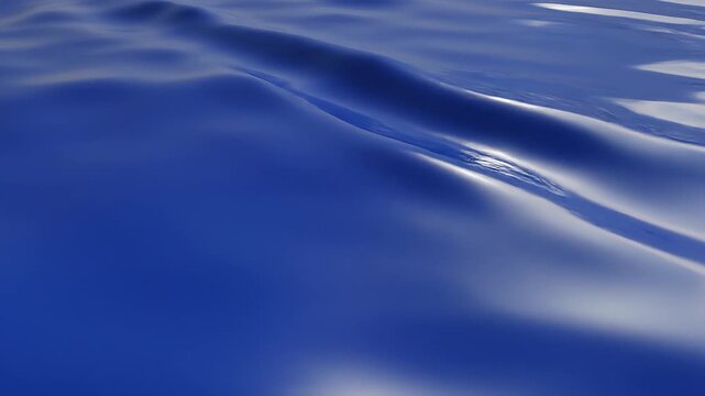 Smooth deep blue ocean wave surface with white glowing crest undulating in seamless loop