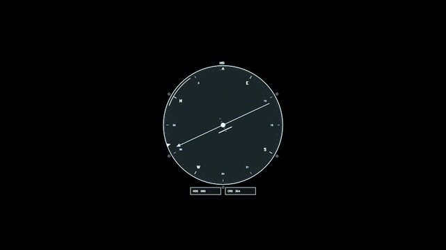 White Digital Compass HSI Dial Motion Background Loop