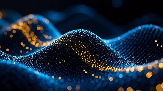 Blue light waves with golden specks