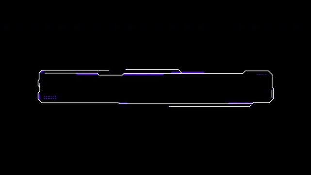 Futuristic HUD frame horizontal sci fi digital interface animation for dashboard screen display