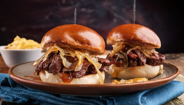 gourmet beef sliders with cheese and caramelized onions