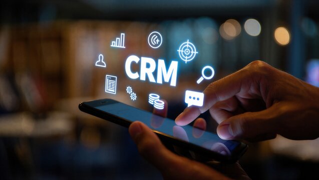 Concept of business digitalization and customer experience management symbolizing innovation, data-driven marketing, automation, and smart communication for strategic success and client retention.