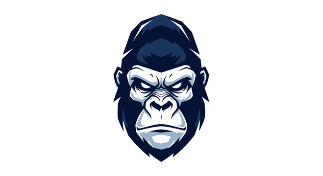 Fierce Gorilla Head Mascot Logo, Aggressive Ape Face, Wild Animal Illustration