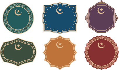 Islamic Decorative Frames with Crescent Moon illustration © Priyom