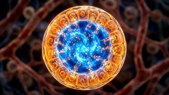 Cellular Structure With Blue Core