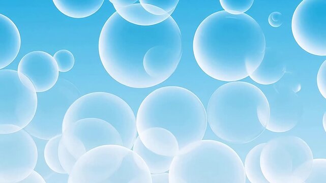 White bubbles rising on blue background
