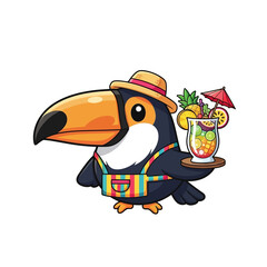 Obraz premium Toucan Wearing Hat and Sunglasses.