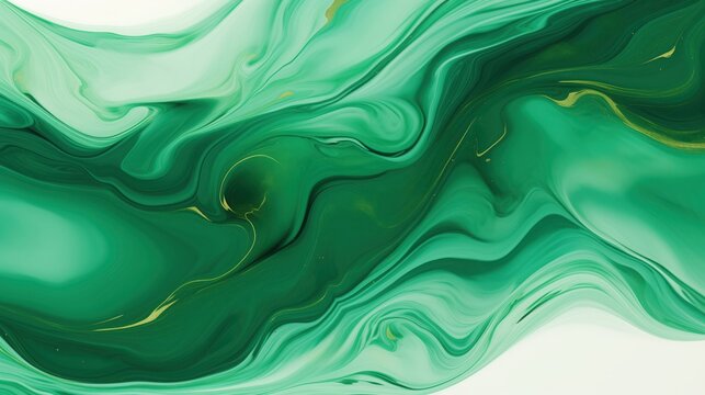 Abstract emerald green marble background with white fluid texture. Luxury liquid ink flow design for elegant backdrop, modern wallpaper, and creative art surface.
