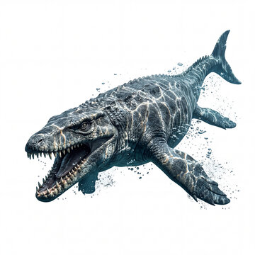 Powerful Mosasaurus Illustration with Streamlined Body and Sharp Teeth for Prehistoric Ocean Adventure Wall Art