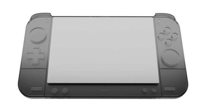 3d render up view white screen glass portable console background illustration