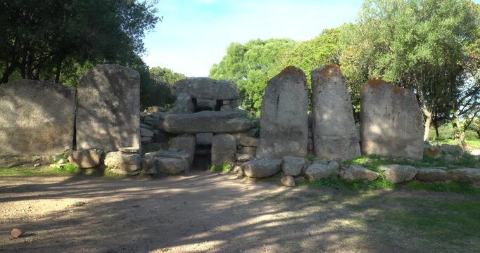 The Giant's Tomb of Su Mont'e s'Abe (Tomba dei Giganti), an important archaeological site near Olbia in Sardinia.