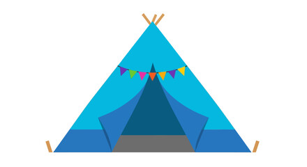 Colorful tent, blue camping teepee, vector illustration, outdoor adventure symbol © Seth