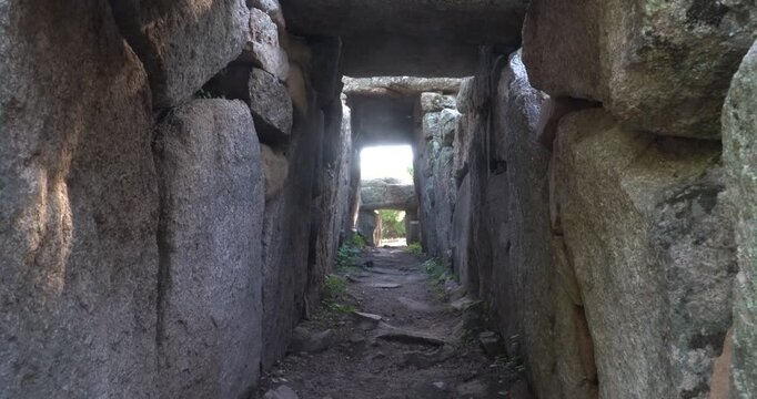 The Giant's Tomb of Su Mont'e s'Abe (Tomba dei Giganti), an important archaeological site near Olbia in Sardinia.