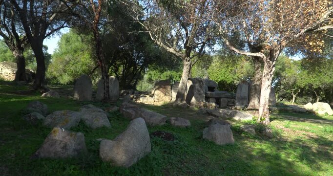 The Giant's Tomb of Su Mont'e s'Abe (Tomba dei Giganti), an important archaeological site near Olbia in Sardinia.