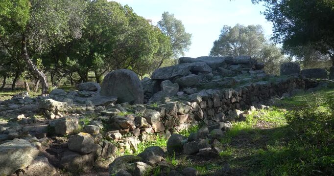 The Giant's Tomb of Su Mont'e s'Abe (Tomba dei Giganti), an important archaeological site near Olbia in Sardinia.