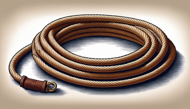 classic lasso with leather grip with white background