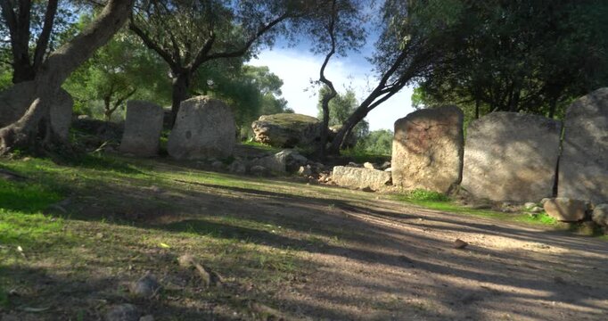 The Giant's Tomb of Su Mont'e s'Abe (Tomba dei Giganti), an important archaeological site near Olbia in Sardinia.