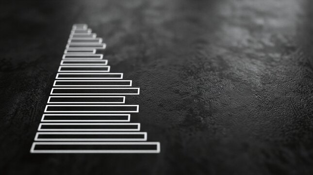 A close-up view of a white barcode on a black surface.