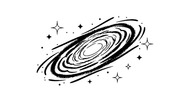 Cosmic Spiral Galaxy with Stars Illustration