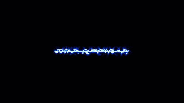 blue electric saber plasma beam glowing with energy particles isolated on black background, 4k video