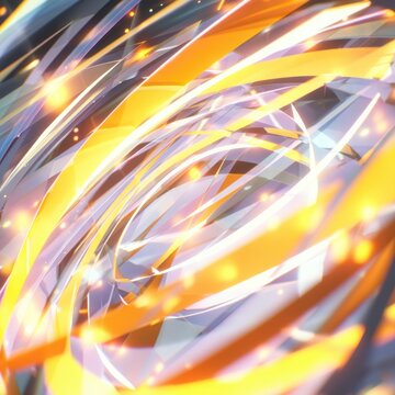 Polygonal spiral pattern with glowing edges and layered depth, abstract anime-style background with a futuristic digital art vibe.