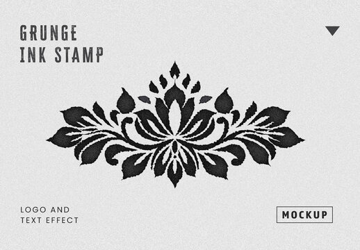 Grunge Ink Stamp Logo And Text Effect Mockup