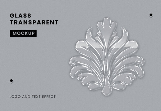 Glass Transparent Logo And Text Effect Mockup