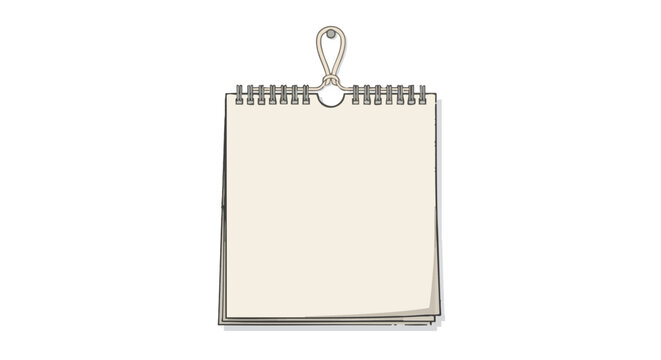 Minimalist calendar mockup with blank pages and metal spiral binding  