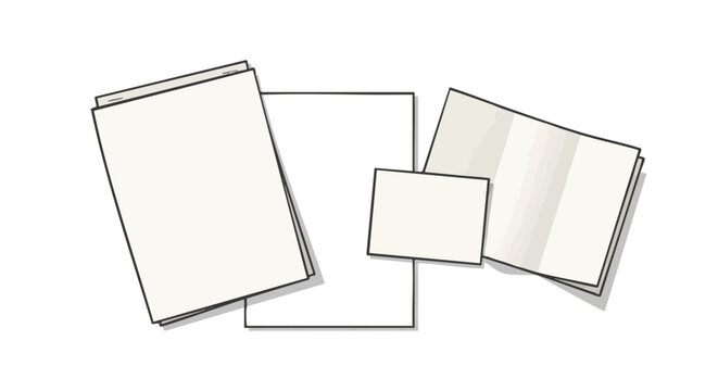 Various sizes of blank printable paper mockup displayed on white background  