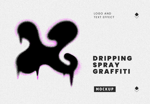 Dripping Spray Graffiti Logo And Text Effect Mockup