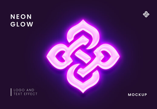 Neon Glow Logo And Text Effect Mockup