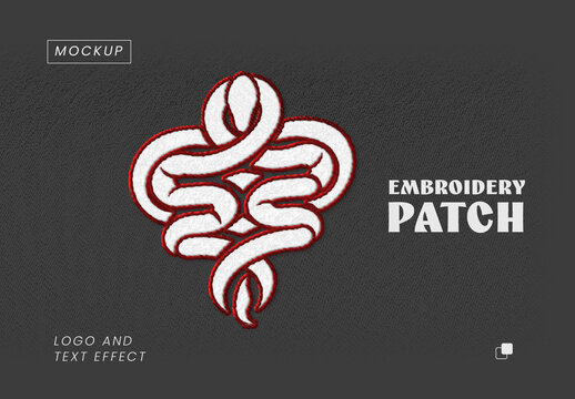Embroidery Patch Logo And Text Effect Mockup