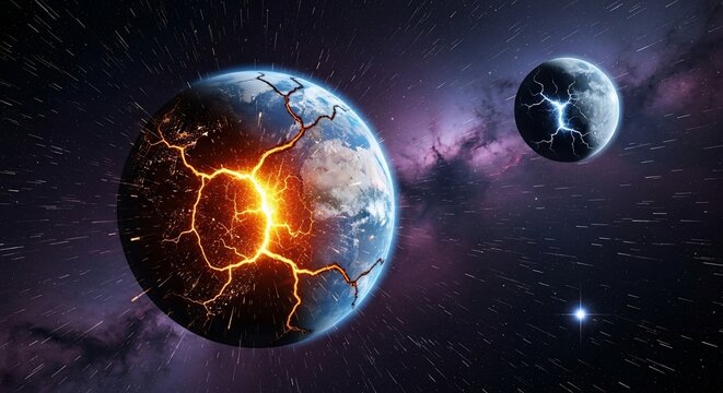 Planetary destruction cosmic illustration